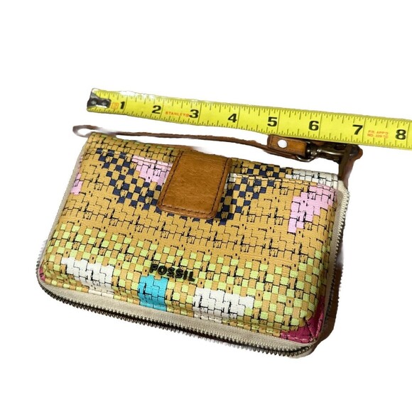 FOSSIL Print Phone Wristlet Bright Tech Zip Around Wallet Clutch SL5096670 - Picture 10 of 11